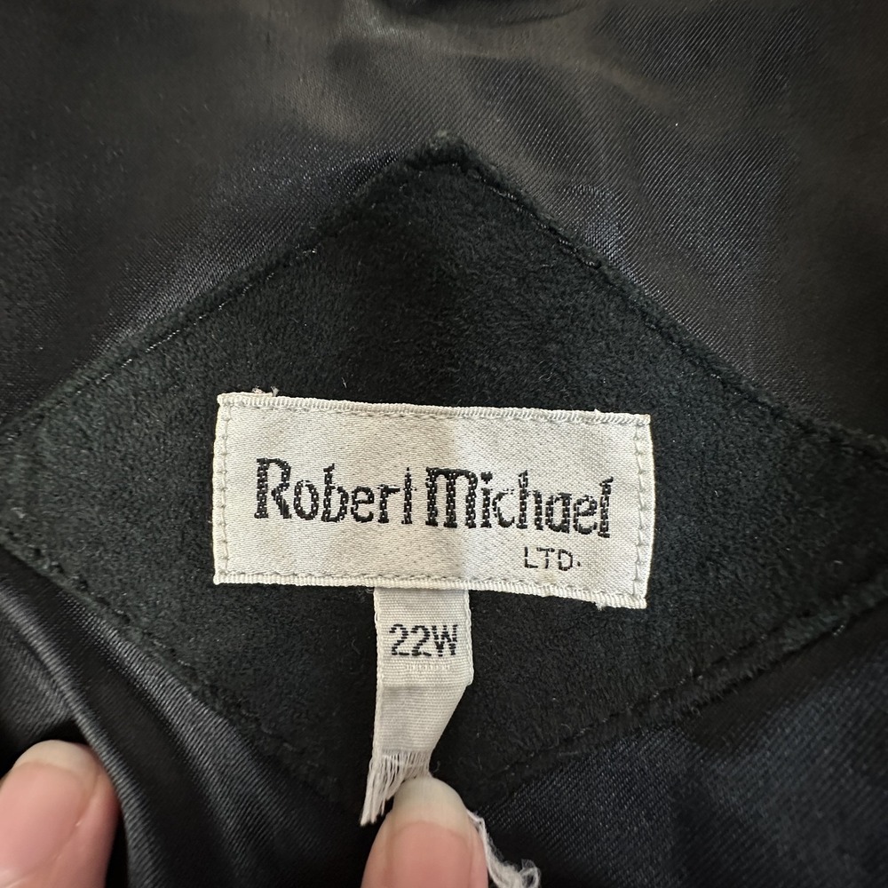 Robert Michael Jacket Womens 22W Black Suede Blazer Lined Button Front Plus Size - Picture 3 of 11